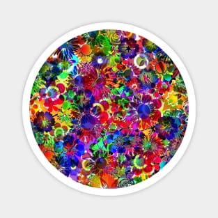 Bright Neon Rainbow Floral Garden Flower Boho Pattern Magnet